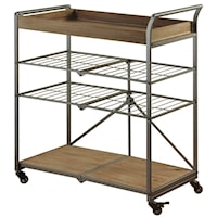 Grant Contemporary Style Folding Metal Serving Cart