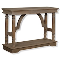Weathered Wood Trestle-Style Console Table