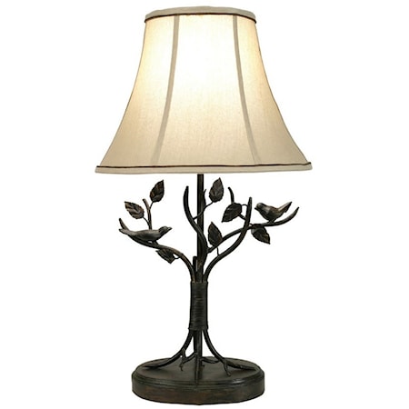 Iron Bird and Leaf Table Lamp
