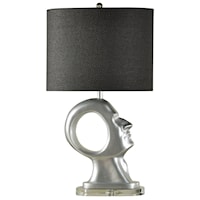 Table Lamp with Male Head Base in Silver Finish