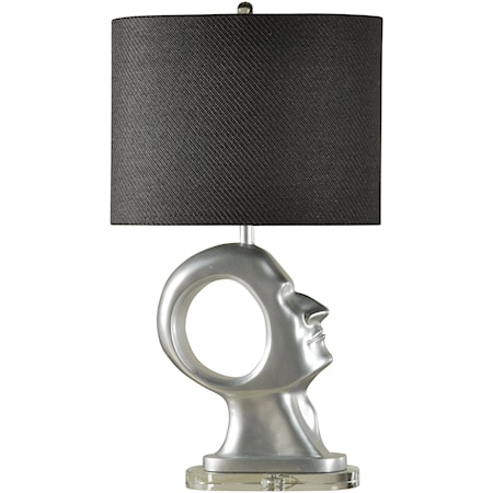 Table Lamp with Male Head Base in Silver Finish