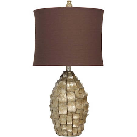 Table Lamp with Antique Gold Scalloped Finish