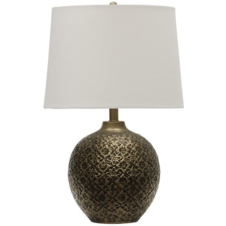 Traditional Embossed Metal Table Lamp