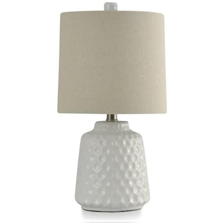 White Glaze Dimpled Ceramic Lamp