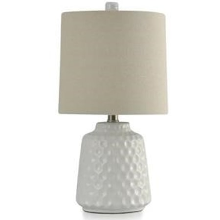 White Glaze Dimpled Ceramic Lamp