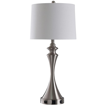 Steel Table Lamp w/ Outlet