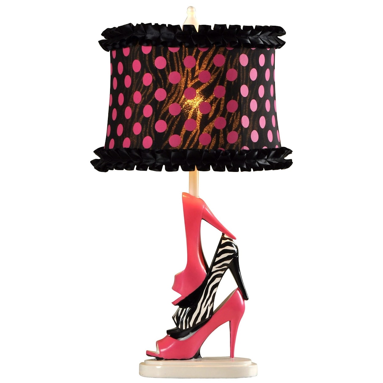 StyleCraft Lamps Diva Shoes Pink and Black Table Lamp