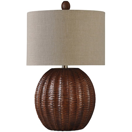 Wood Brown Finish Table Lamp