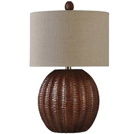 Wood Brown Finish Table Lamp