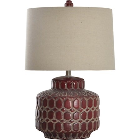 Antique Red Ceramic Table Lamp