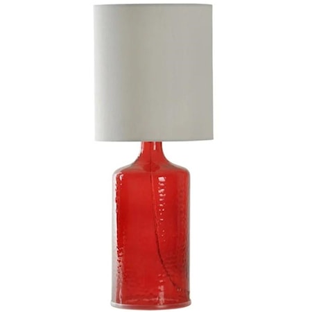 Seeded Glass in Cherry Red Table Lamp