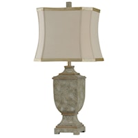Square Urn Shaped Table Lamp with Gold Accents