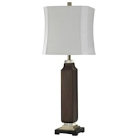 Square Ebony Column Accent Table Lamp