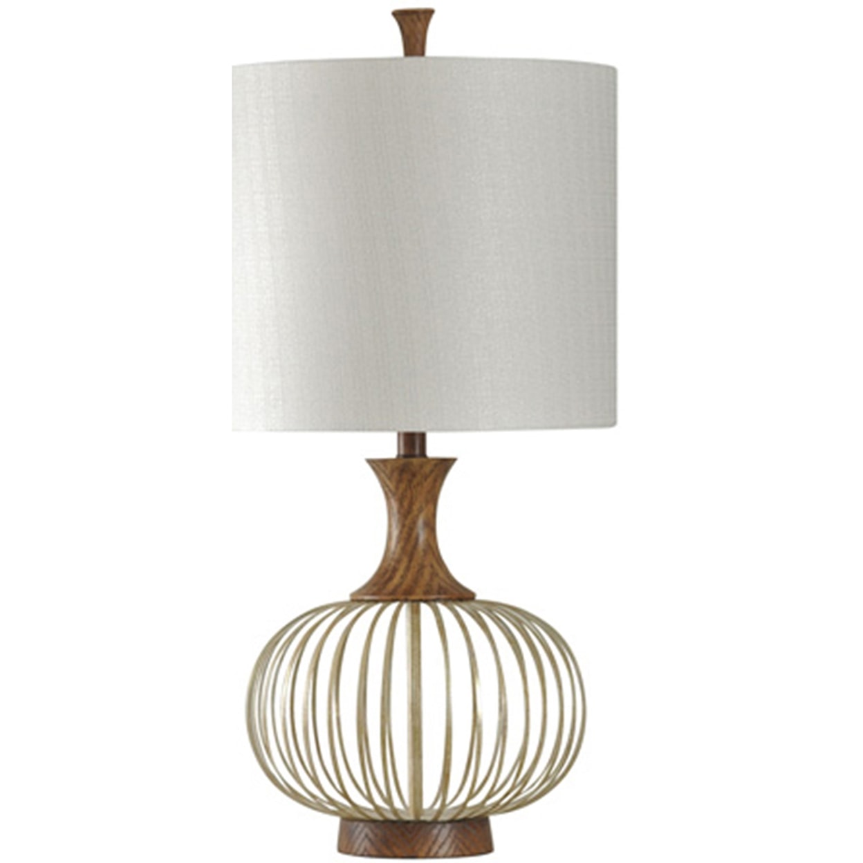 StyleCraft Lamps Brass And Wood Barrel Table Lamp