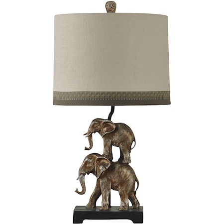 Antique Silver Finish Stacking Elephant Lamp