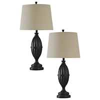 2 Piece Set of Table Lamps with Steel Bases