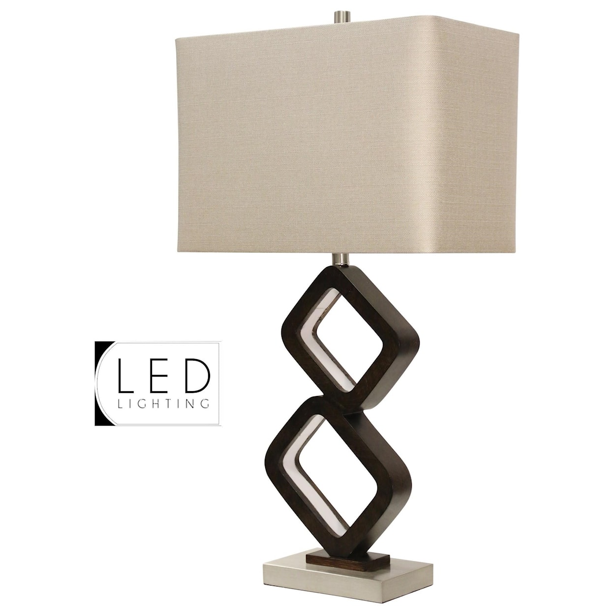 StyleCraft Lamps Walnut Ridge & Brushed Steel Table Lamp