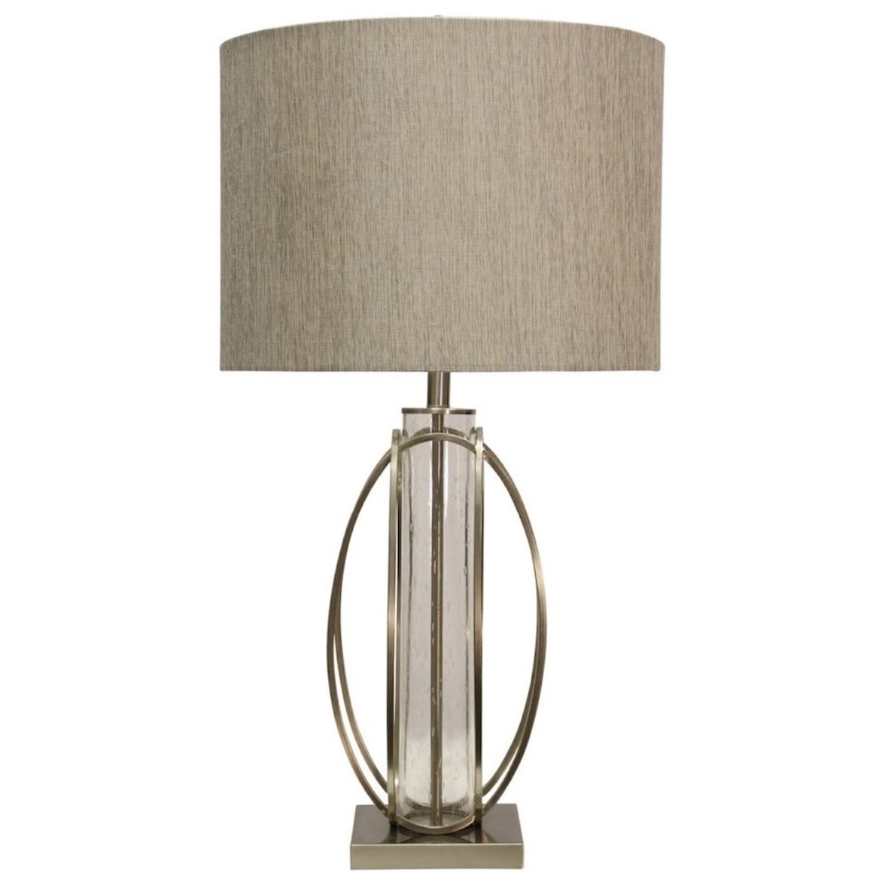 StyleCraft Lamps Brushed Steel & Seeded Glass Cylinder Table 