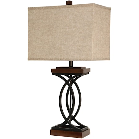 Metal and Wood-Like Table Lamp