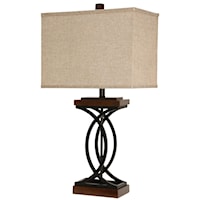 Metal and Wood-Like Table Lamp