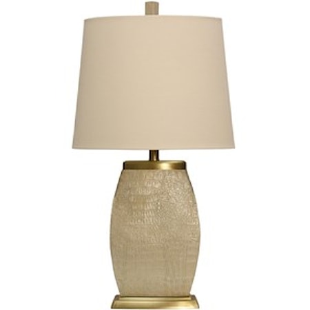 Scale Engraved &amp; Brass Accented Table Lamp