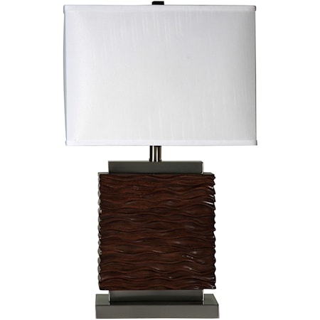 Rectangular Resin and Brushed Steel Table Lamp