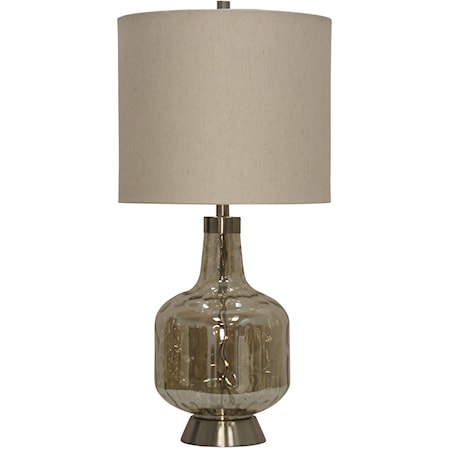 Glass & Steel Base Transitional Table Lamp