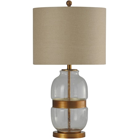 Metal & Glass Base Transitional Table Lamp