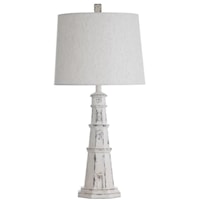 Distressed White Coastal Light House Table Lamp