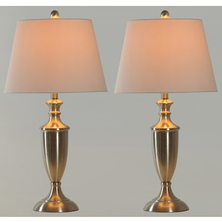 Pair of Urn Shaped Steel Table Lamps