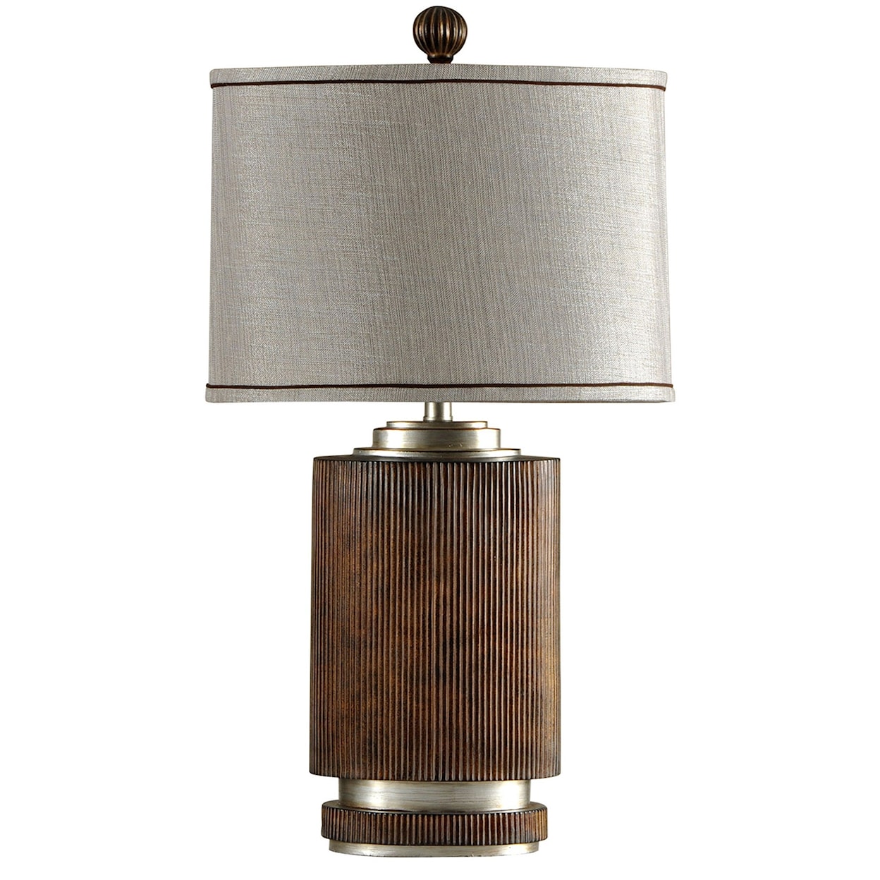 StyleCraft Lamps Ribbed Wood Finish Table Lamp