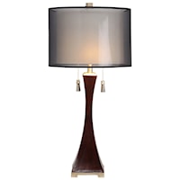 Double Chain Pull On This Contemporary Faux Wood Table Lamp