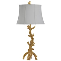 Tree Branch Table Lamp with White Shade