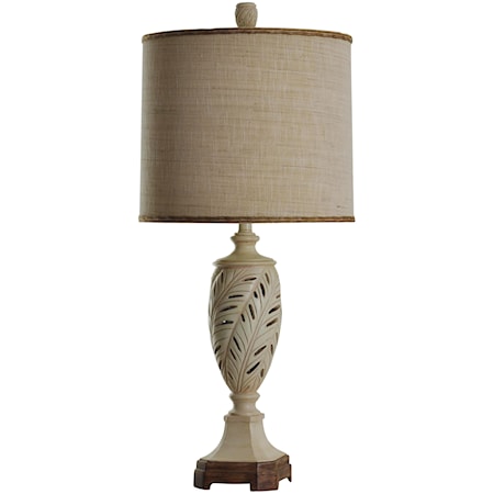 Transitional Table Lamp with Leaf Motif