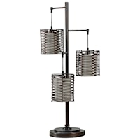 Metal And Rattan Contemporary Table Lamp