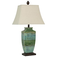 Lamp with Green Blue Glaze