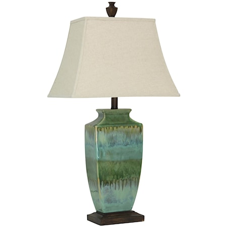 Lamp with Green Blue Glaze