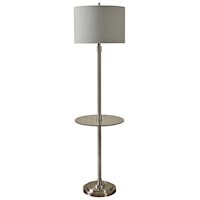 Brushed Steel Floor Lamp with Table