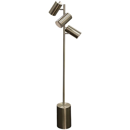 Brushed Steel 3-Head Floor Lamp