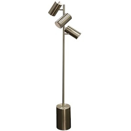 Brushed Steel 3-Head Floor Lamp