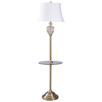 Glass / Steel Floor Lamp with Glass Shelf