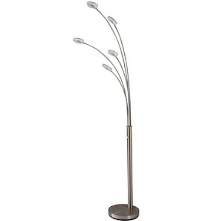 Adjustable 5-Head Satin Nickel Floor Lamp