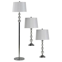 Chrome and Glass Accent Lamps - Set of 3