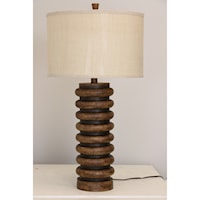 Ribbed Faux Wood Table Lamp