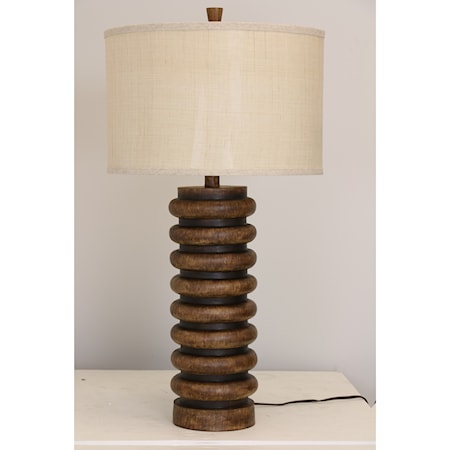 Ribbed Faux Wood Table Lamp