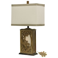 Hand Carved Nature Scene Table Lamp