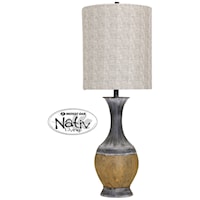 Rustic Metal and Faux Wood Table Lamp