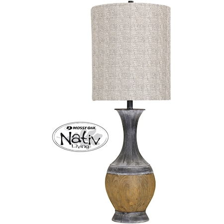 Rustic Metal and Faux Wood Table Lamp
