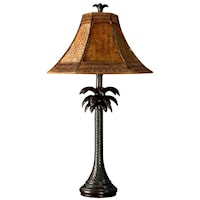 Palm Tree Table Lamp with Hexagonal Shade