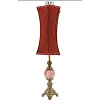 Hawthorne Table Lamp with Long Red Bell Shade